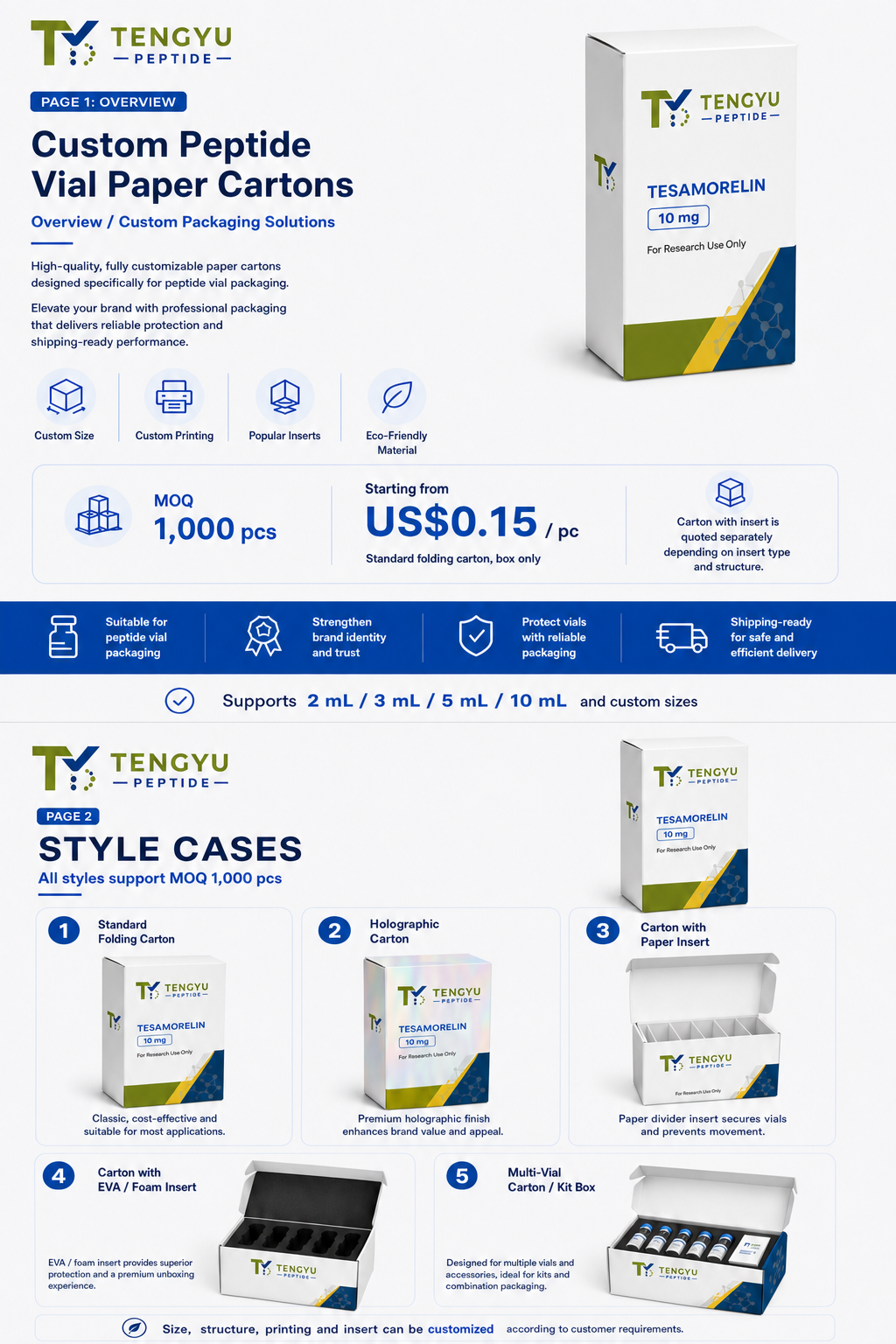 Tengyu Peptide vial paper cartons service artwork